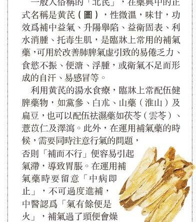 【中醫治療】湯水推介：黃芪改善肺脾氣虛 小心過補燥熱傷津